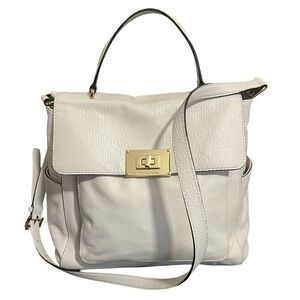 Michael Kors Pebbled Leather Turn-Lock Satchel / Crossbody – Cream / Ivory